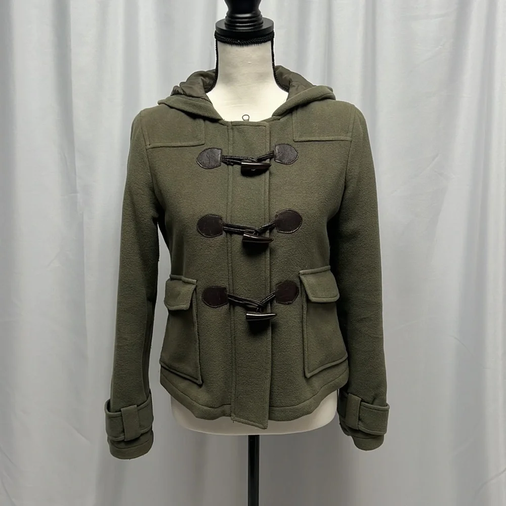 Xhilaration Military Inspired Olive Green Cropped Trench Coat - Medium - Picture 1 of 12